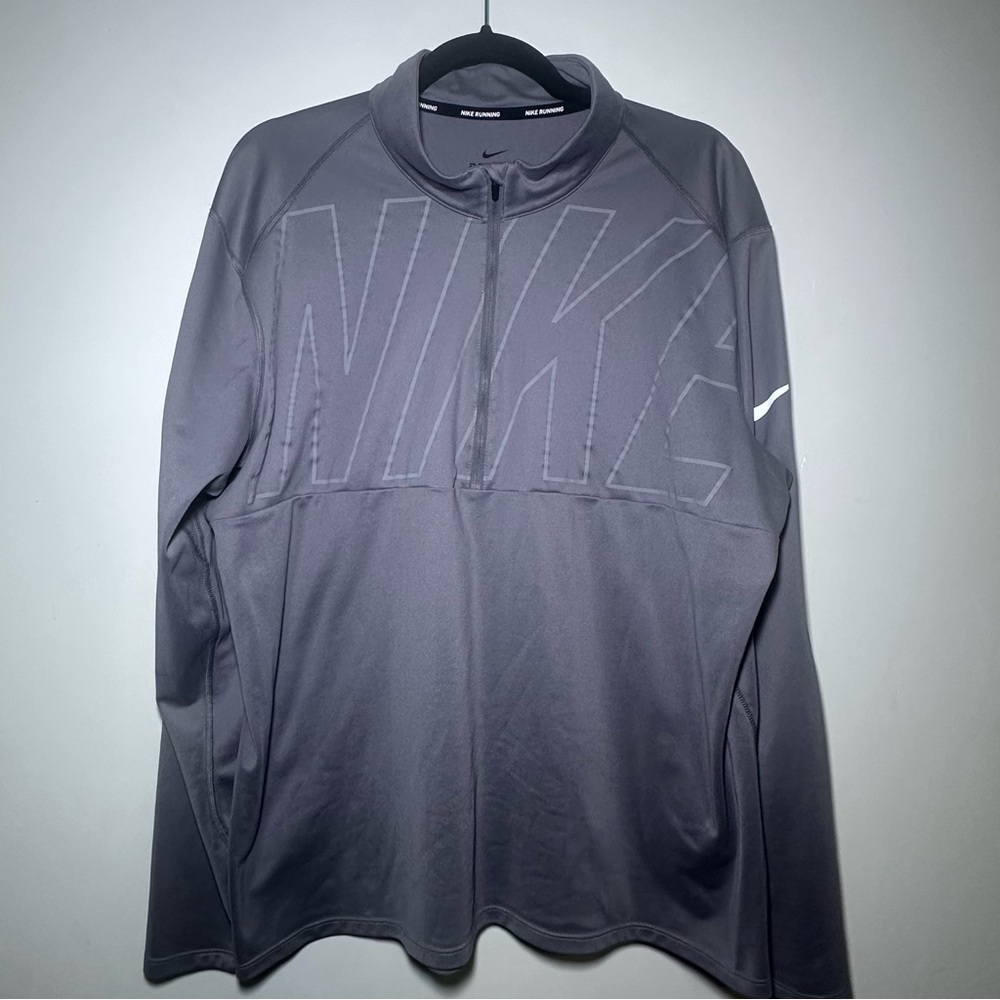 Nike Men's XL Gray 1/4 Zip Running Long Sleeve Dri-Fit Shirt Stretch